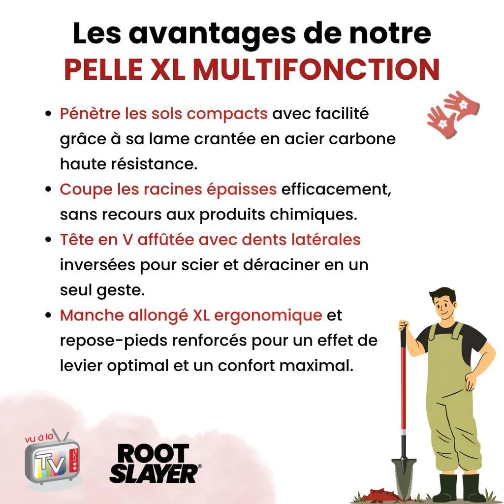 Bêche de jardinage XL Root Slayer pour creuser et couper les racines - 10