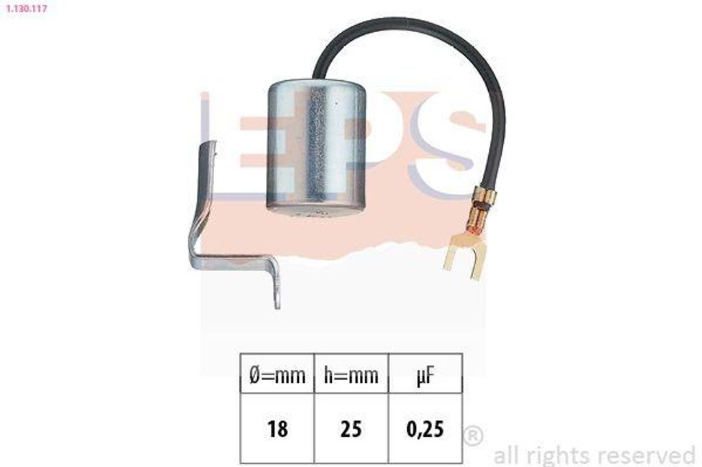 EPS Zündkondensator 1.130.117 für FIAT Panda Schrägheck (141) 18mm 25mm