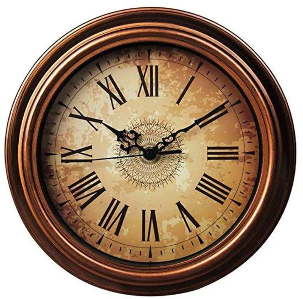 Horloge murale pour cuisine et salon 30 cm décor bois marron foncé