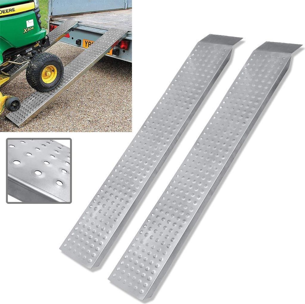 ACXIN 2 Stück Auffahrrampe, Antirutsch Verladerampe Laderampen für Motorrad PKW Auto, Max 400kg Laderampe aus Verzinkter Stahl 160 x 22,5cm, Silber