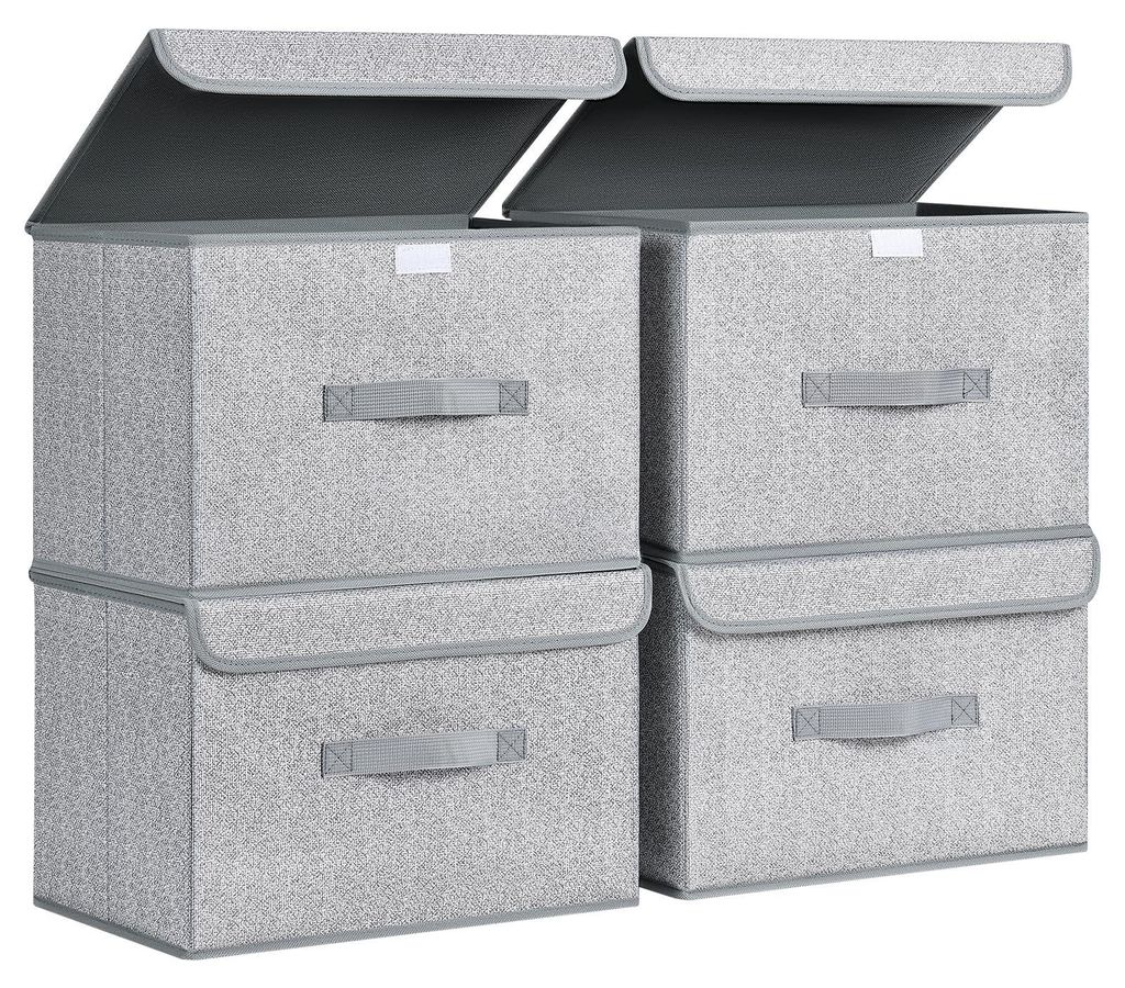 4-teiliges Aufbewahrungsset mit Deckeln, faltbare Aufbewahrungskiste mit Griff, Stoffkorb, Kleiderschrank-Organizer, faltbare Kleiderbox