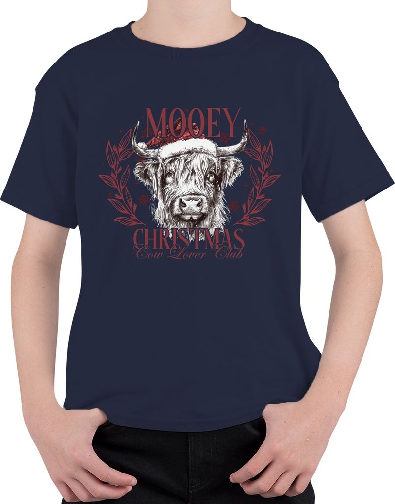 Mooey Christmas Kuh Kühe Kuhliebhaber - Weihnachten Xmas Christmas Uni Kinder T-Shirt, Navy, 116