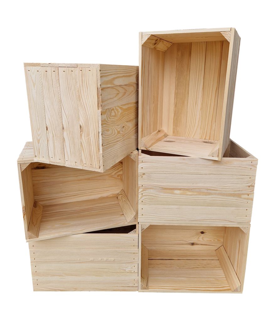 Přepravka na ovoce 40x30x24 cm komplet 6 ks – dřevěná Obrázek produktu 