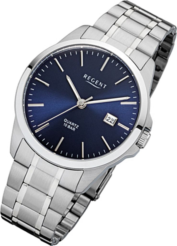Regent Armbanduhr silber F-1011 Herren Analog-Quarzuhr Produktbild 