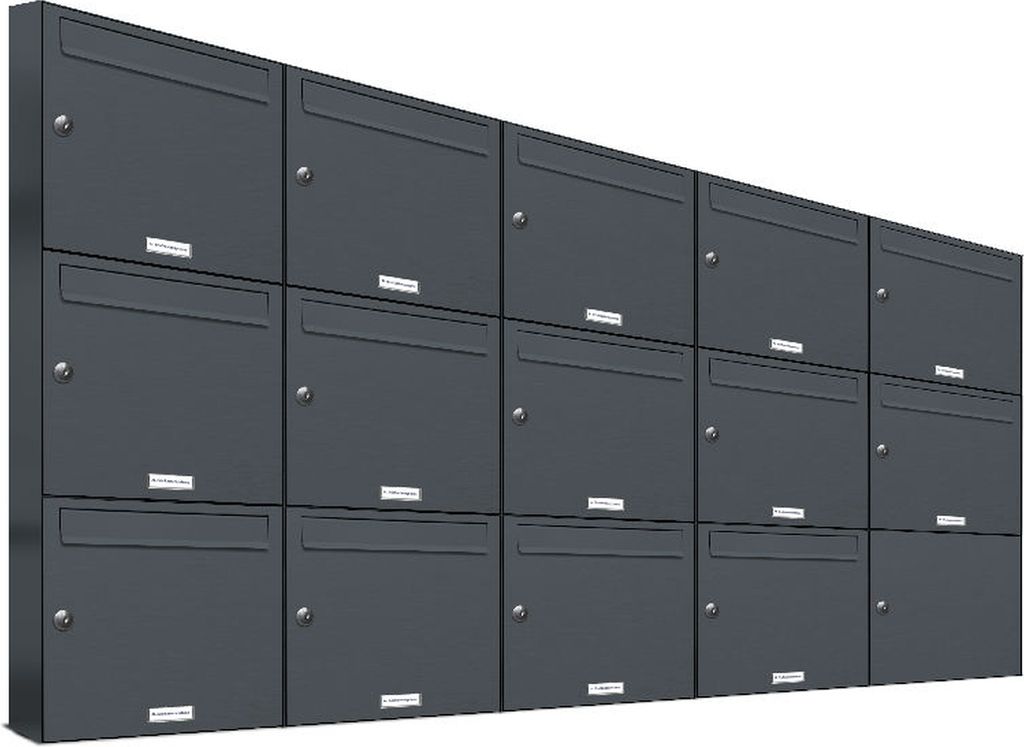 14er Briefkasten Anthrazit Anlage 14 Fach Wandbriefkasten Postkasten