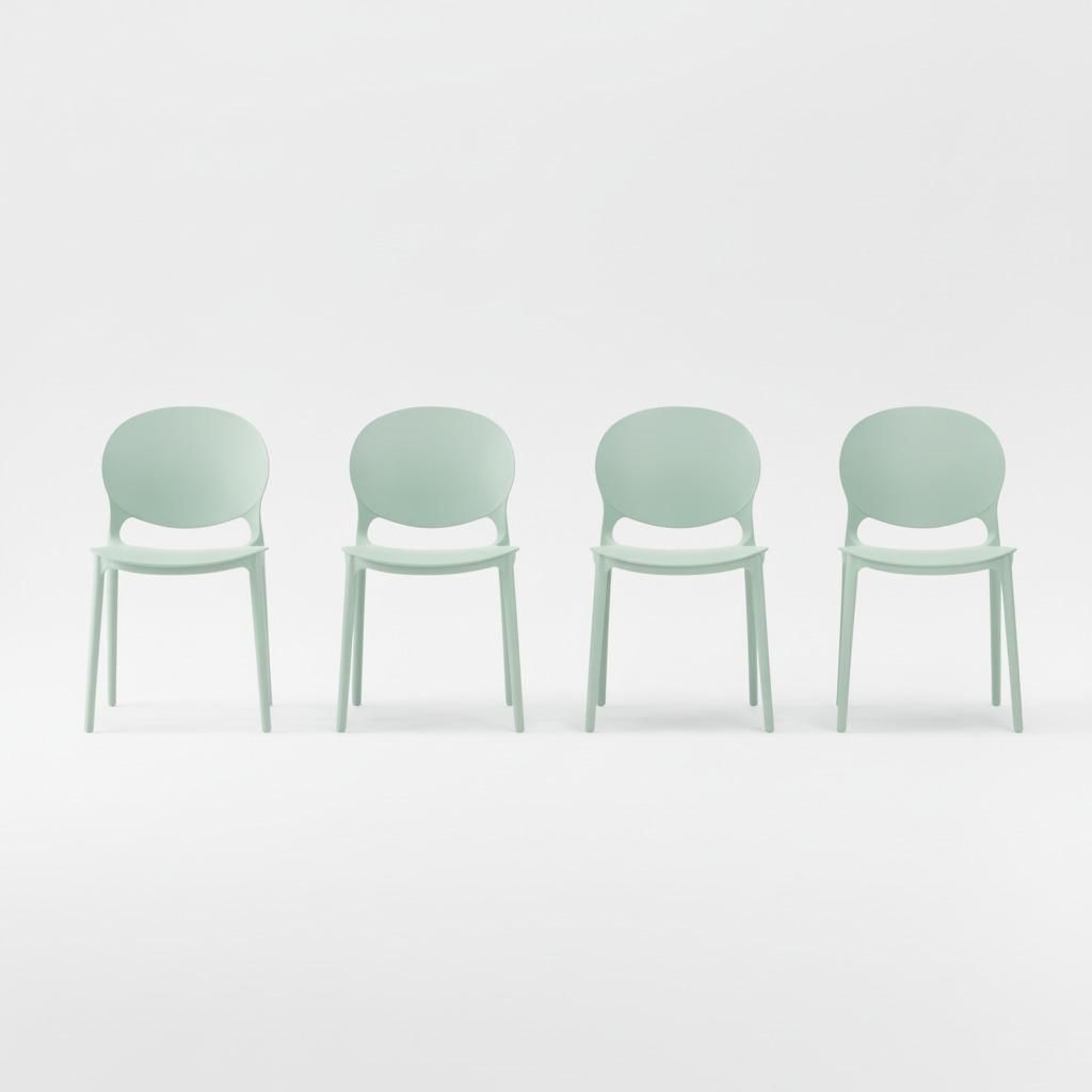 4er Set Designstuhl aus Polypropylen, Farbe salbei