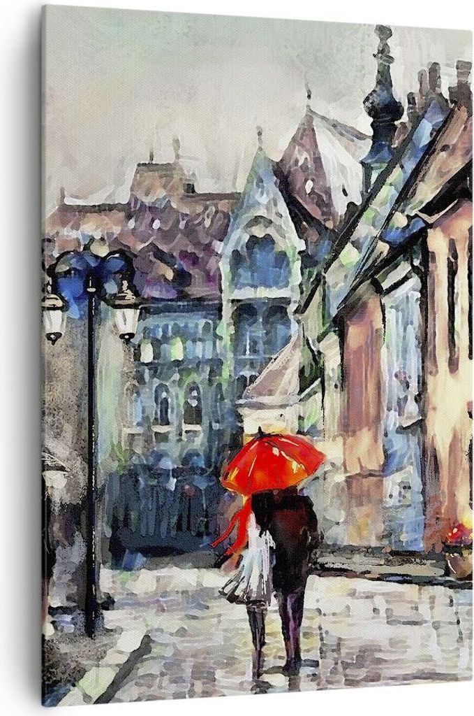 Bild auf Leinwand - Leinwandbild - Einteilig - Stadt Straße Haus - 70x100cm - Wand Bild - Wanddeko - Wandbilder - Leinwanddruck - Wanddekoration -...