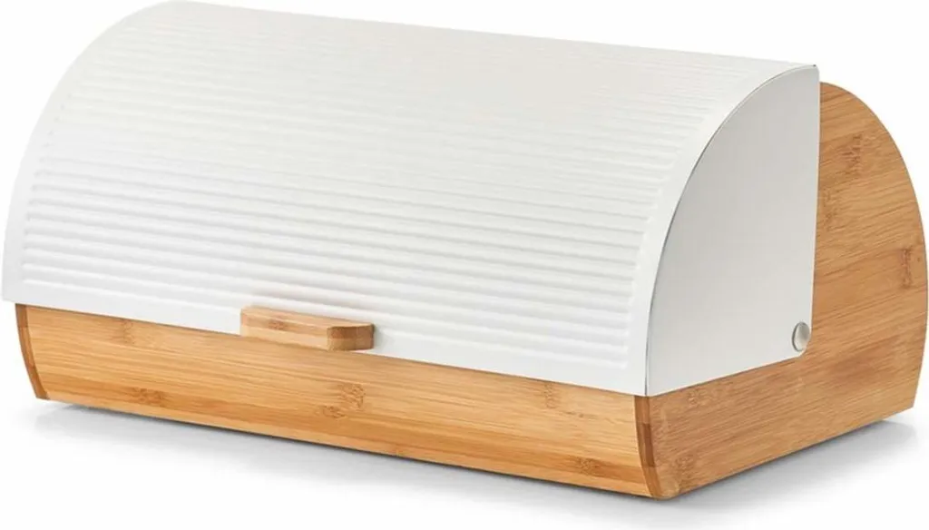 Boîte à pain blanche en bambou et inox - Système de fraîcheur durable