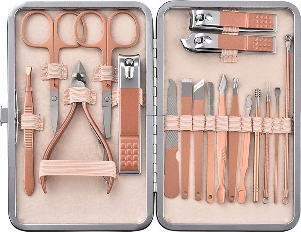 REISESET Maniküre Pediküre Gesicht 18-teilig Roségold Für SIE