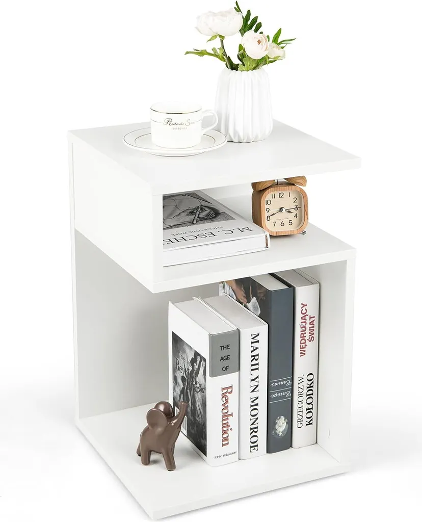 Table de nuit blanche moderne en bois pour chambre à coucher épurée