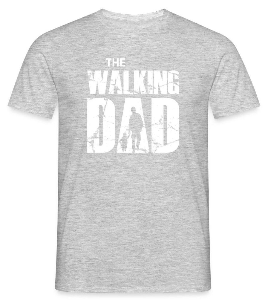Spreadshirt The Walking Dad Papa Vater Mit Kind Männer T-Shirt, L, Grau meliert