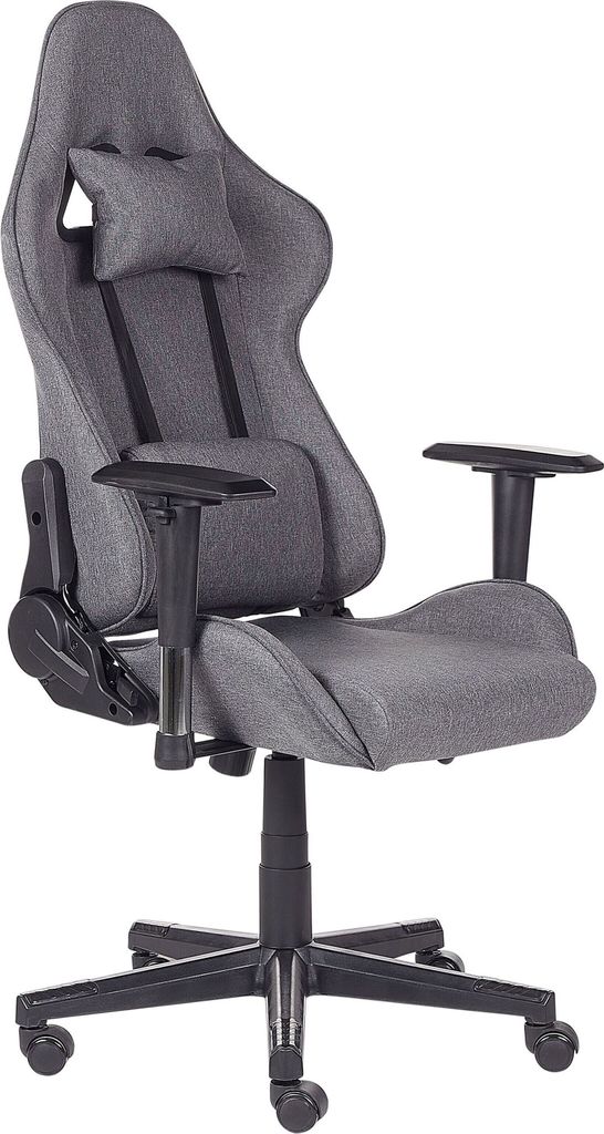 BELIANI Bürostuhl Dunkelgrau Sotffbezug Höhenverstellbar Drehbar Verstellbare Armlehnen Wippmechanismus Regulierbare Rückenlehne Modern Gaming S...