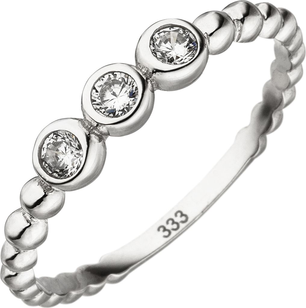 Gr. 60 - Damen Ring Kugel 333 Gold Weißgold 3 Zirkonia Produktbild 