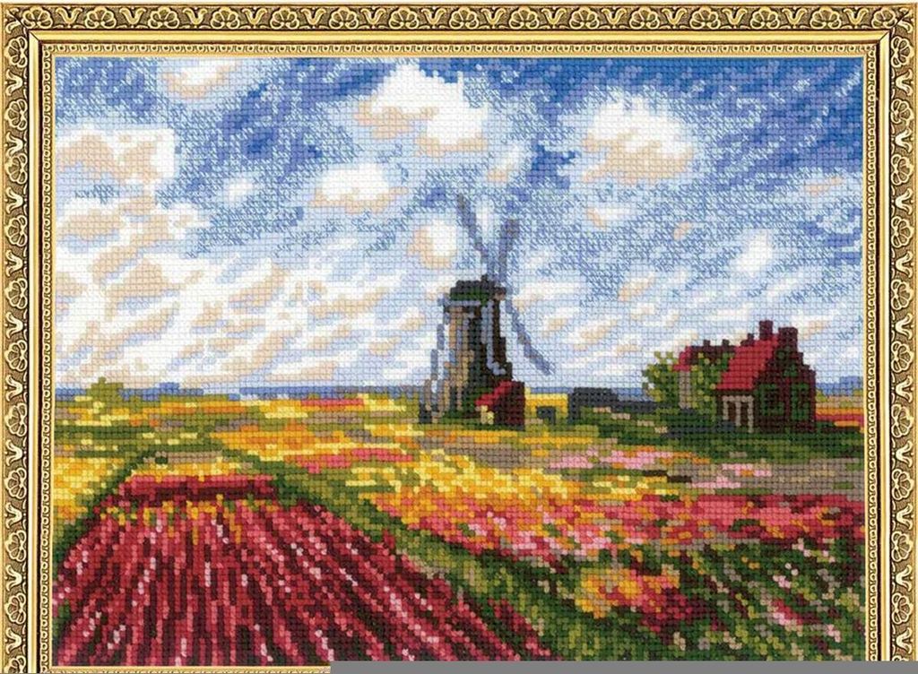 Riolis Kreuzstich-Set "Tulpenfelder nach C. Monets Malerei", Zählmuster