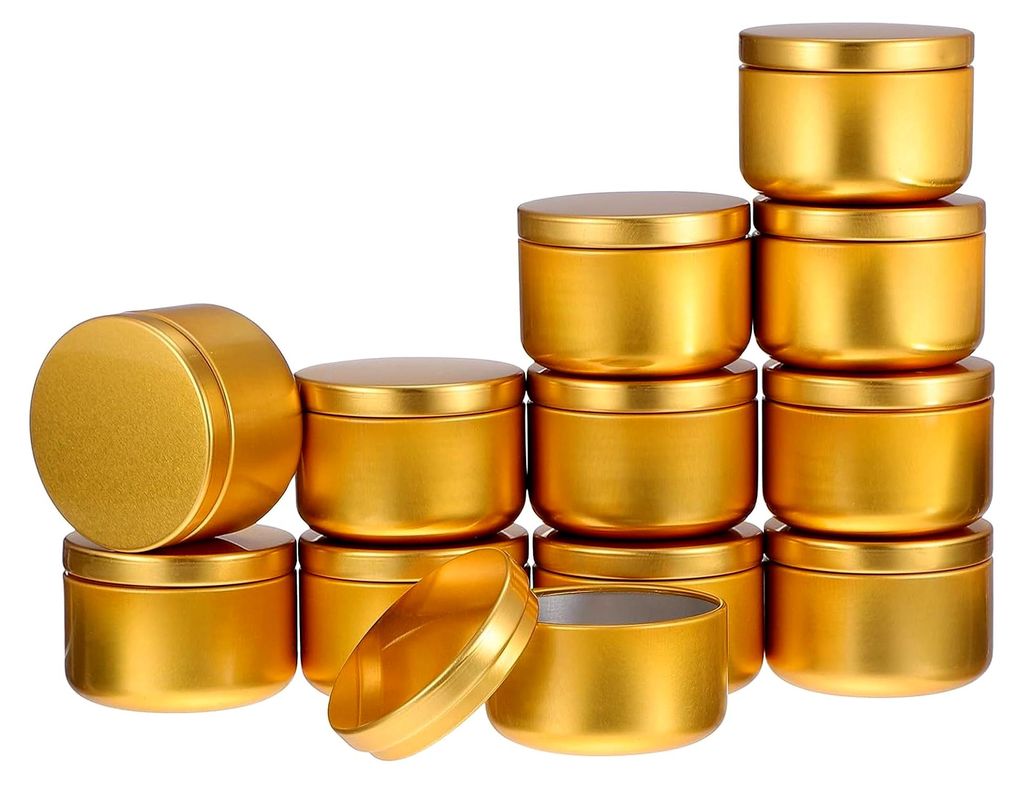 50 ml Runde Kerzendosen aus Metall, 12 Stück, Kompakte Reisebehälter für Schmuck und Pralinen, Sicher Verschließbar