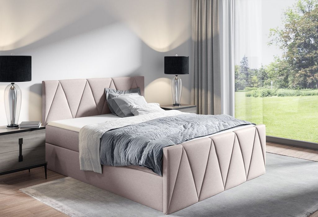 Doppelbett GISELA LUX – 200x200, beige + GRATIS-Topper