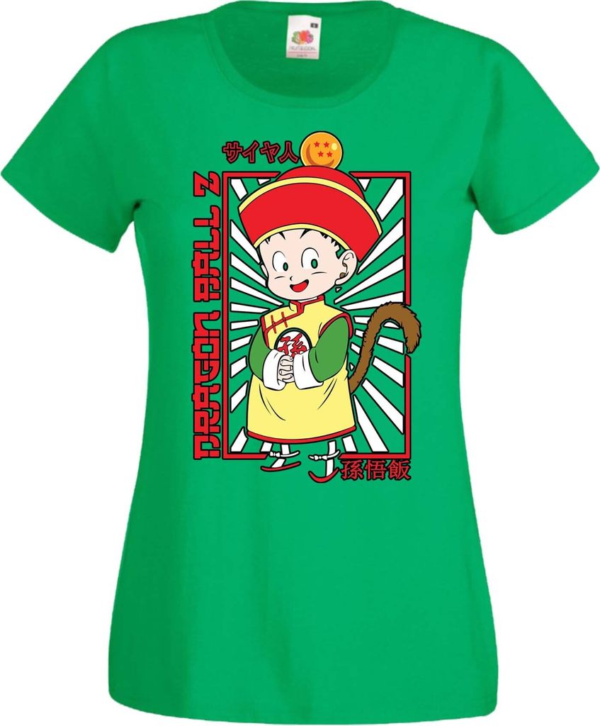 Damen T-Shirt Anime Manga Dragon Anime Manga Ball Z 03 Son Gohan Dbz, Lady XL / Grün