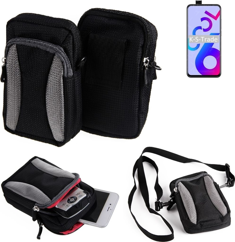 K-S-Trade Holster Schutz Hülle kompatibel mit Coolpad Cool 6 Handy Hülle Gürteltasche Umhängetasche mit Zusatzfach schwarz