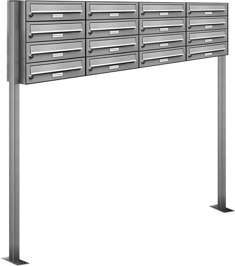 16er Edelstahl Stand Briefkasten Anlage Freistehend