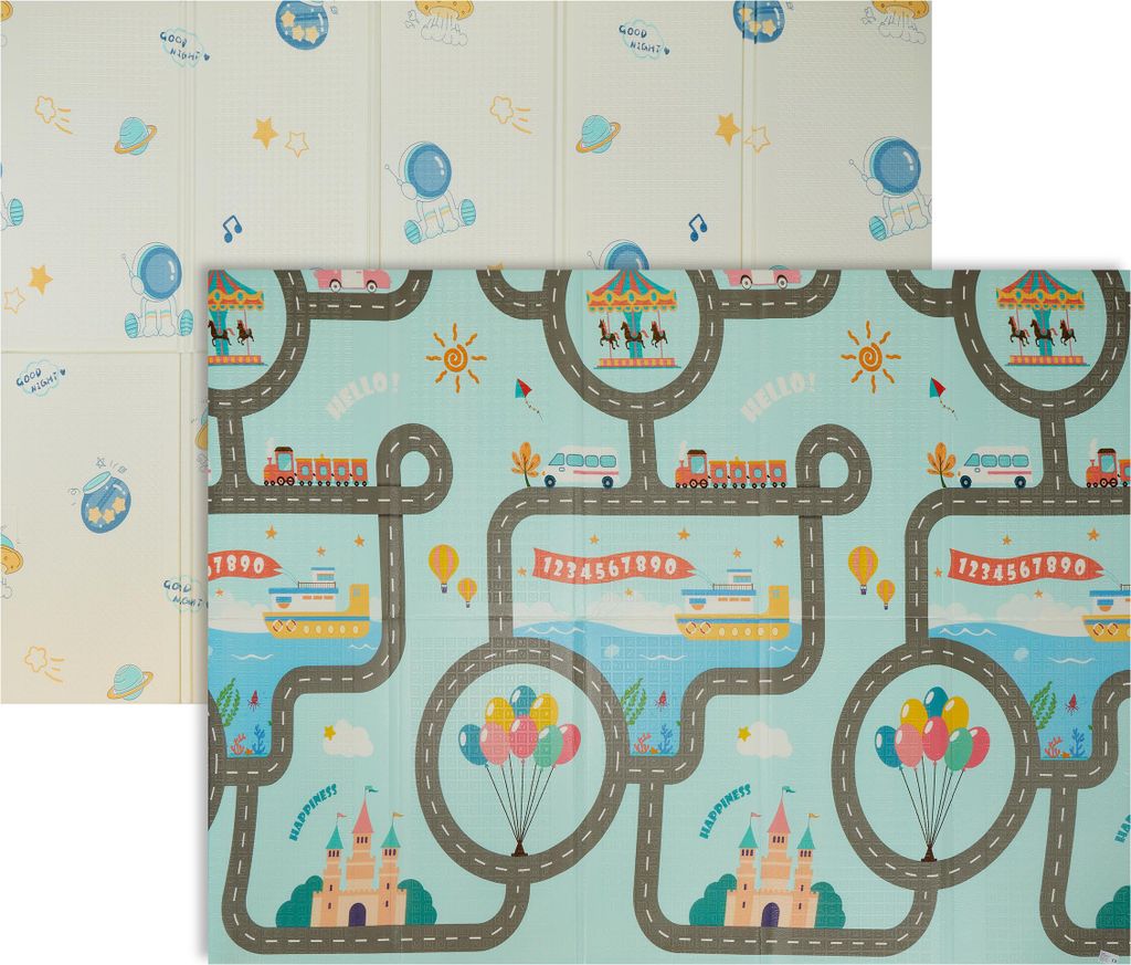 Relaxdays Spielmatte, faltbare Kindermatte, Astronaut, Produktbild 