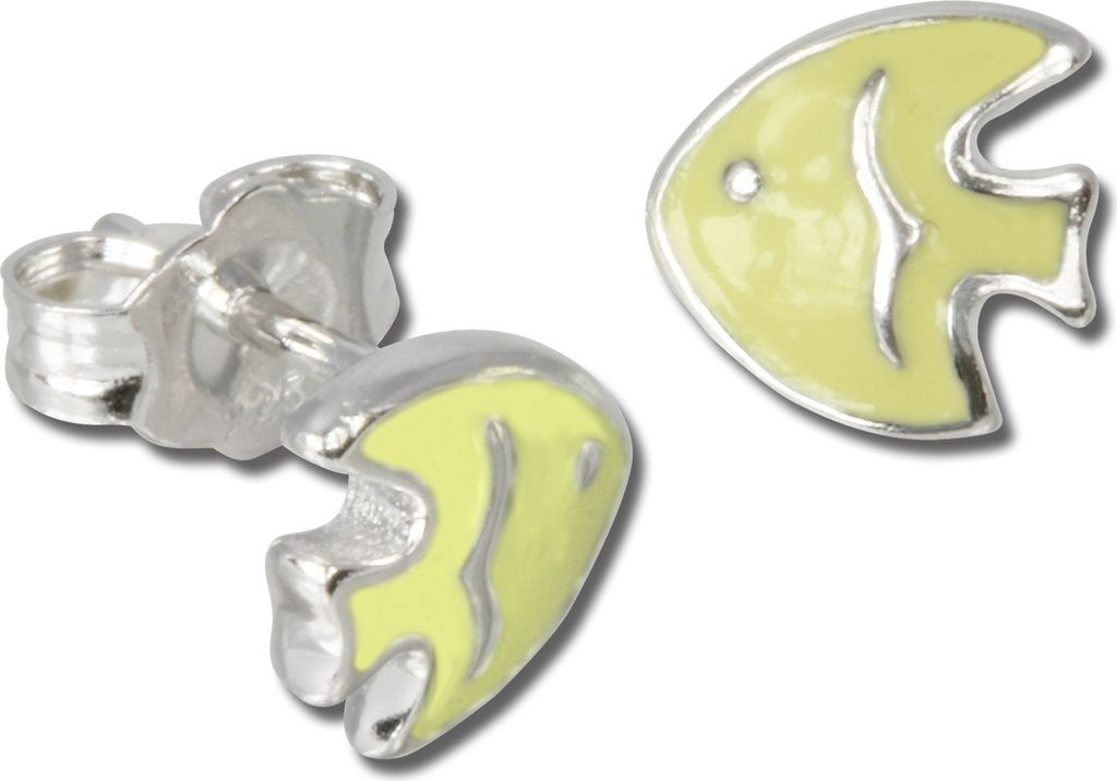 Teenie-Weenie Ohrstecker für Kinder 925 Silber gelb Fisch Ohrringe SDO605Y