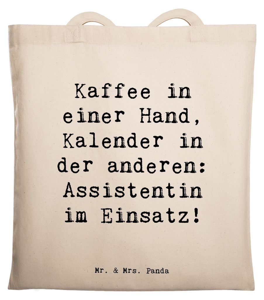 Mr. & Mrs. Panda Tote Bag Spruch Assistentin im Einsatz - Transparent - Geschenk, personalisierte Geschenke, Beruf, Tasche, Danke, Einkaufstasche, ...