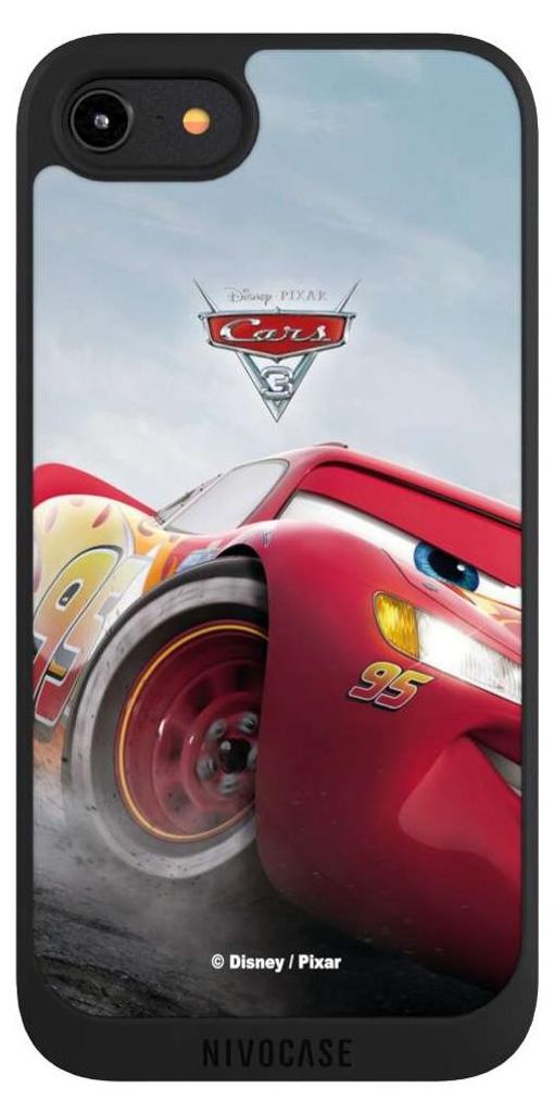 NIVOCASE Handyhülle für Apple iPhone 8 Hülle NIVOpure Case Schwarz Cars Lightning Mcqueen 95 Offizielles Lizenzprodukt