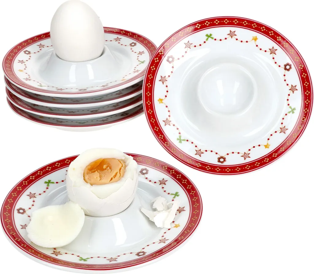 Service Coquetiers en Porcelaine pour Petit-Déjeuner de Noël 6 Pers