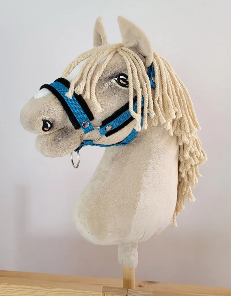 Masque Grille Protection Cheval Turquoise Fourrure Noire - Taille A3