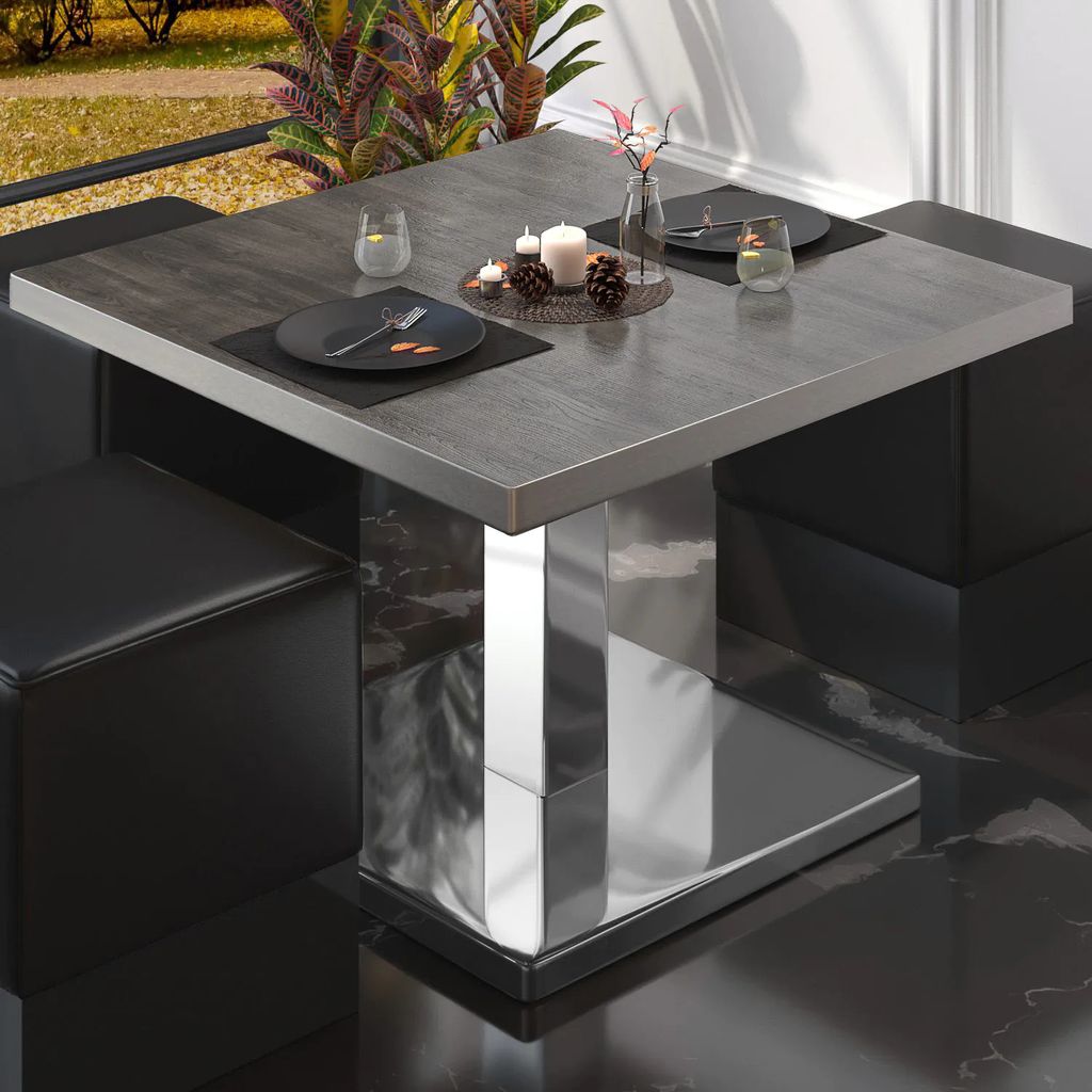 BM | Bistro Loungetisch | B:T:H 70 x 70 x 41 cm | Wenge / Edelstahl | Bistro Tisch Loungetisch