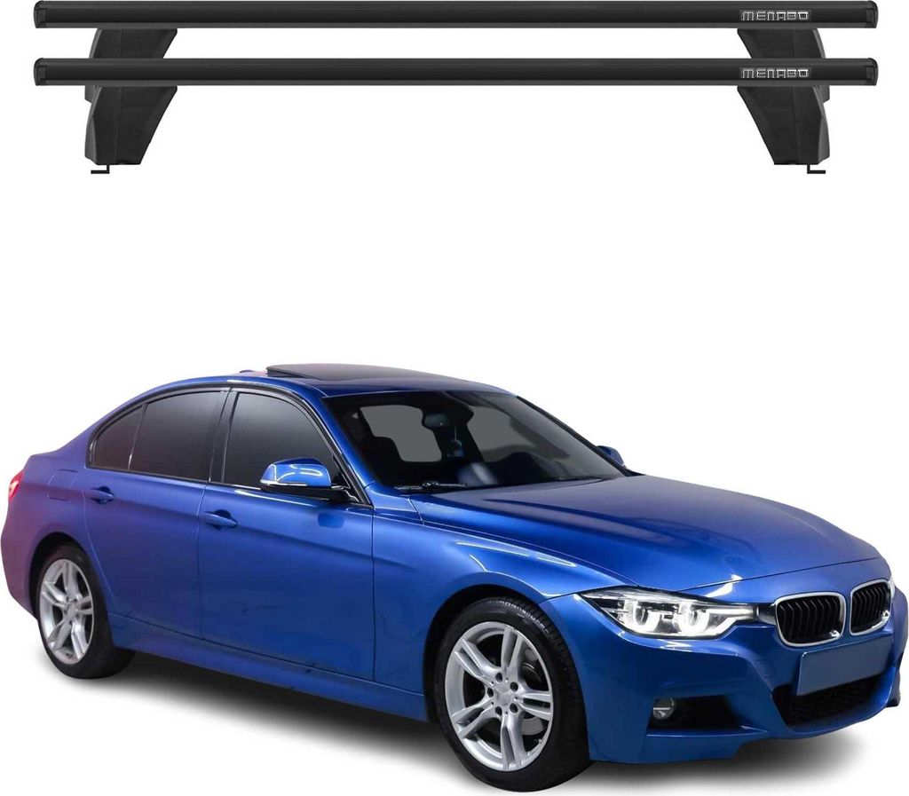 Menabo Dachträger Grundtäger für BMW 3er F30 2012-2019 75kg Alu Schwarz 2 tlg