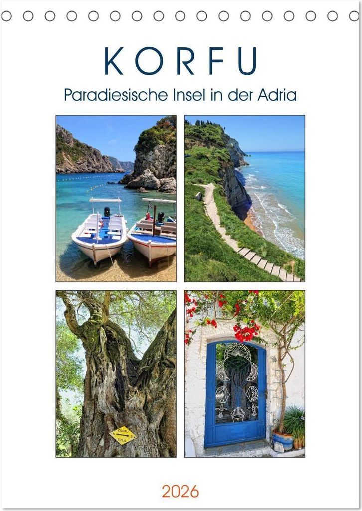 Korfu - Paradiesische Insel in der Adria (Tischkalender 2026 DIN A5 hoch), CALVENDO Monatskalender