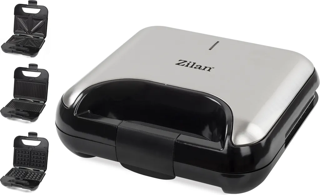 Zilan ZLN-4704 Gaufrier et Grill 3 en 1 avec plaques antiadhésives noires