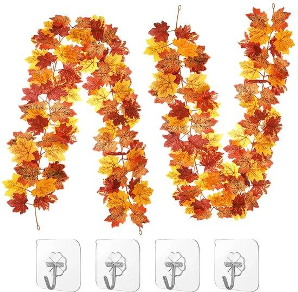 Guirlande de feuilles artificielles d'automne - Décoration de cheminée