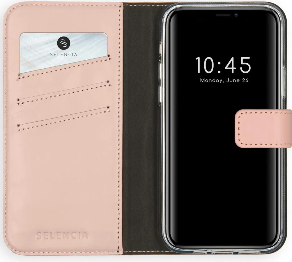 Cover Portafoglio iPhone 12 Selencia Pelle Rosa Antico | Custodia Libro