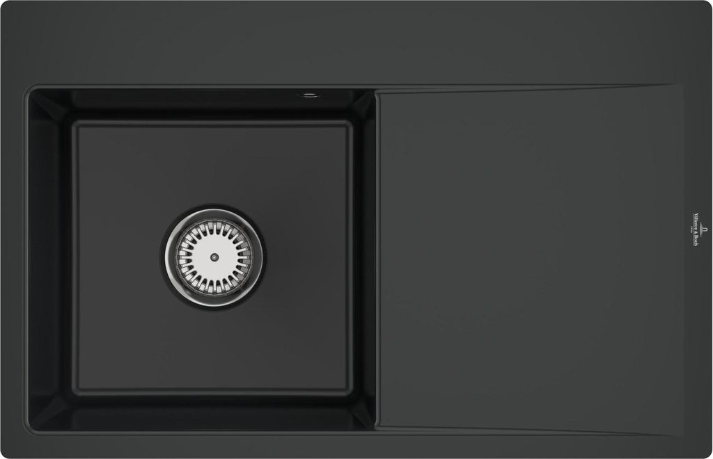 Villeroy & Boch 33481FR7 Subway Style 45 Flat Keramikspüle Unterschrankbreite ab 60 cm Pure Black Handbetätigung - inkl.