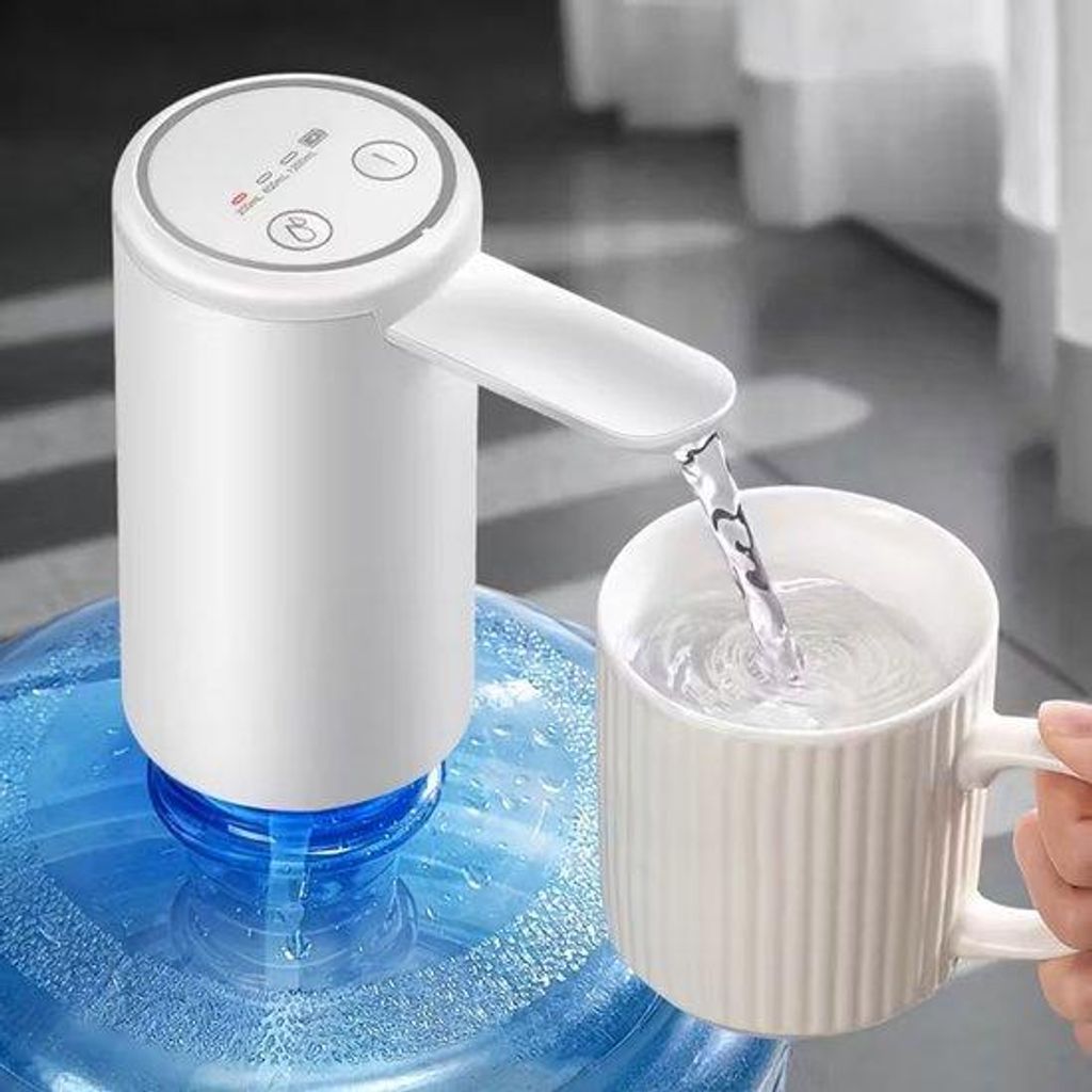 Elektrische, oplaadbare, draagbare Wasserdispenser mit USB-Ausgang, für 3-5 Gallonen (ca. 11-19 Liter), verbesserte Version, weiß.