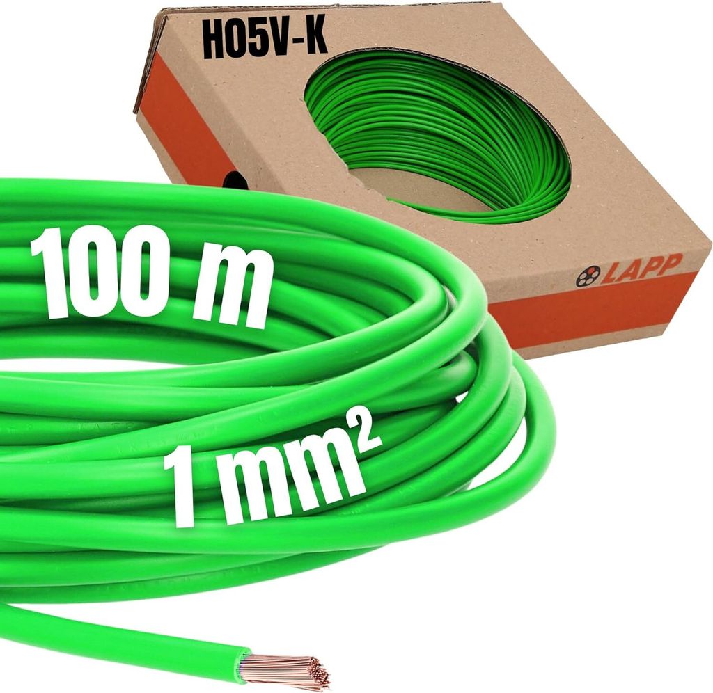 Lapp 4510123 PVC Einzelader H05V-K 1,0 mm² grün 100m