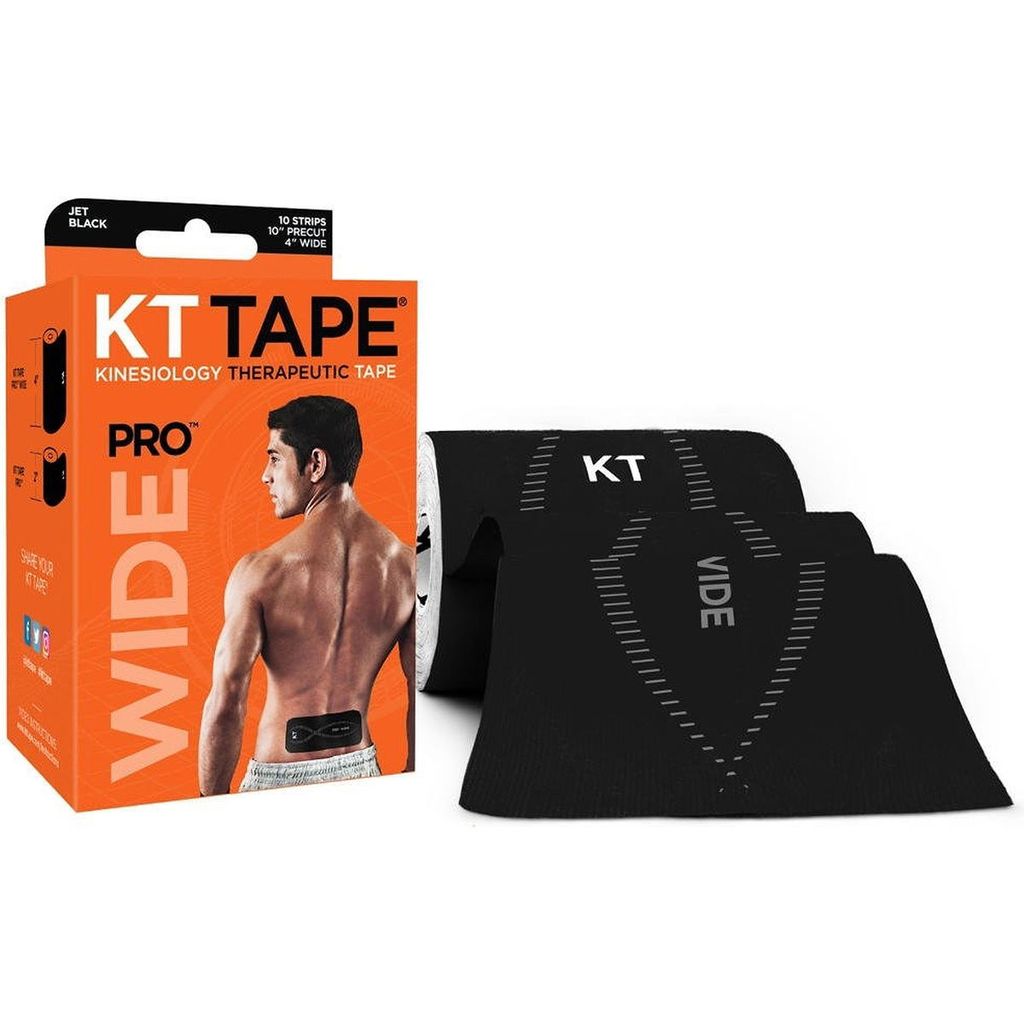KT Tape Pro Wide Tape Vorgeschnittenes (10 X 25 Cm) - 10 Pcs - 2,5 Meter - Schwarz | Größe: ONE SIZE
