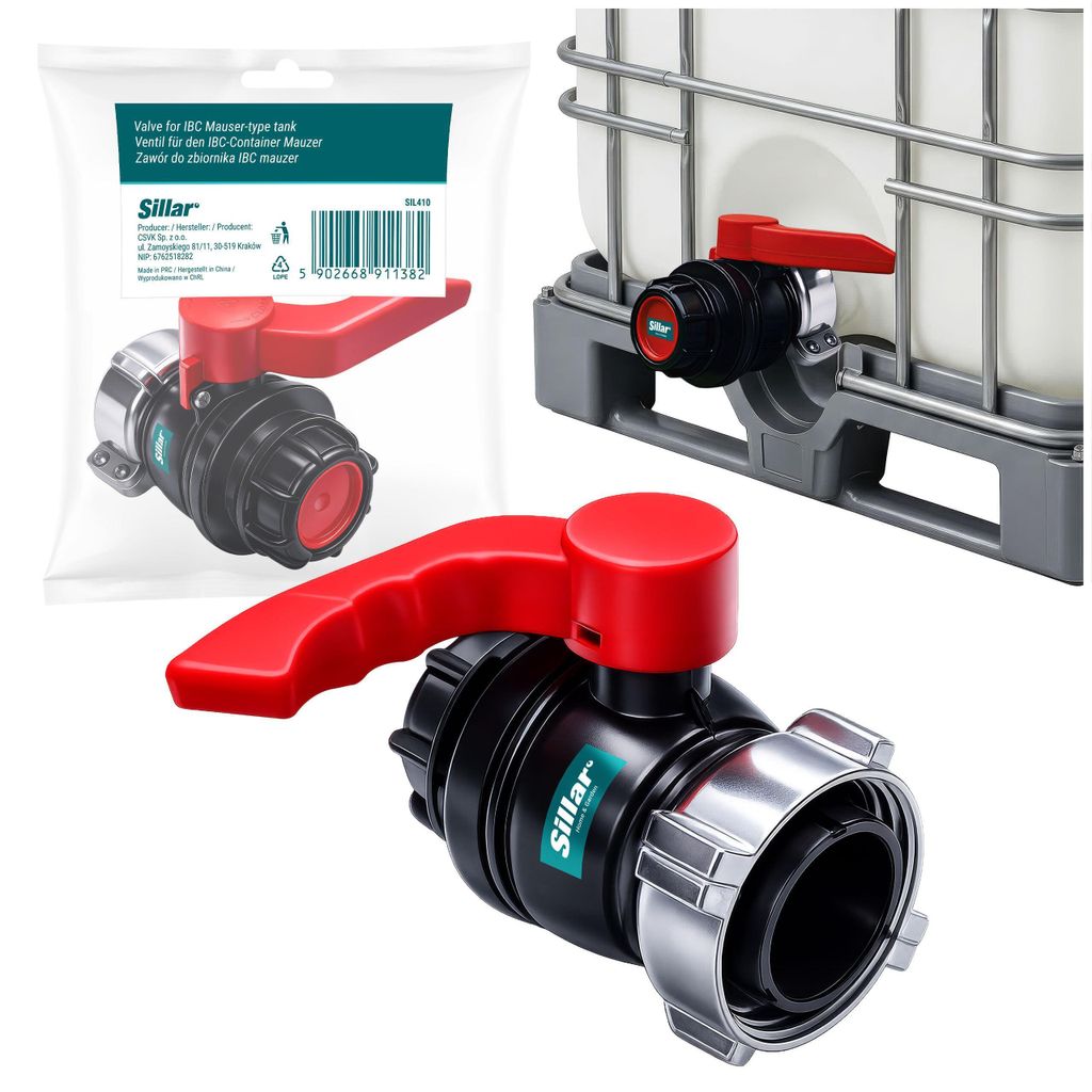Sillar Kugelhahn für IBC Container S75x6 mit Auslauf S60x6 Produktbild 