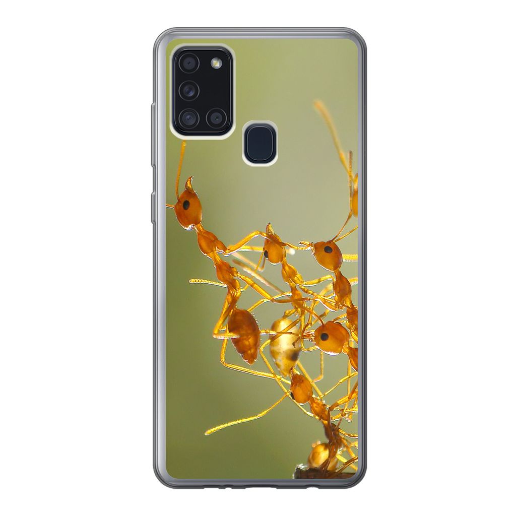 MuchoWow Handyhülle Schutzhülle Hülle für Samsung Galaxy A21s Ameisen - Orange - Tiere Silikon Softcase Handy Hülle - Hartschale