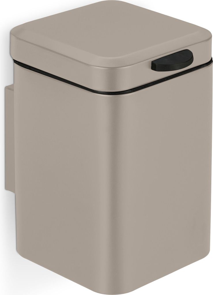 Relaxdays Kosmetikeimer Wandmontage, 3 l, Absenkautomatik, entnehmbarer Inneneimer, Bad Mülleimer, Edelstahl, beige
