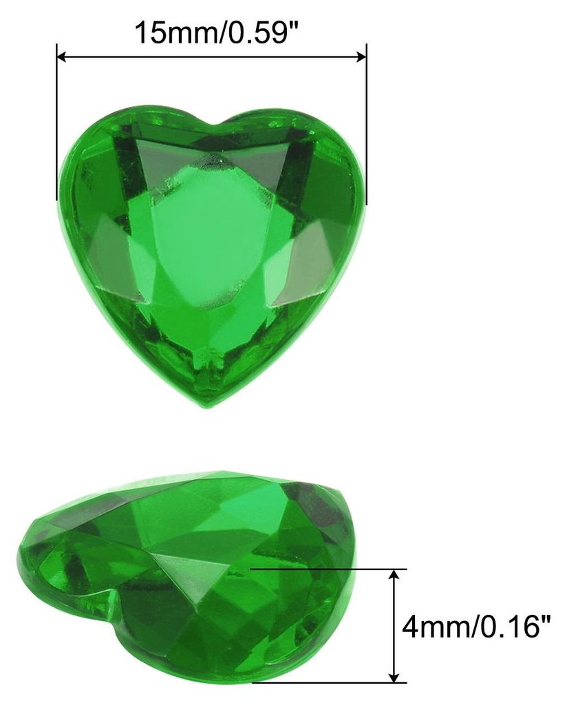 60 Stš¹ck Herzf?rmige Strasssteine Dunkelgrš¹n, 15mm, Glitzersteine zum Basteln und Rhinestones, fš¹r DIY Basteln, Perlen, Hochzeit Party