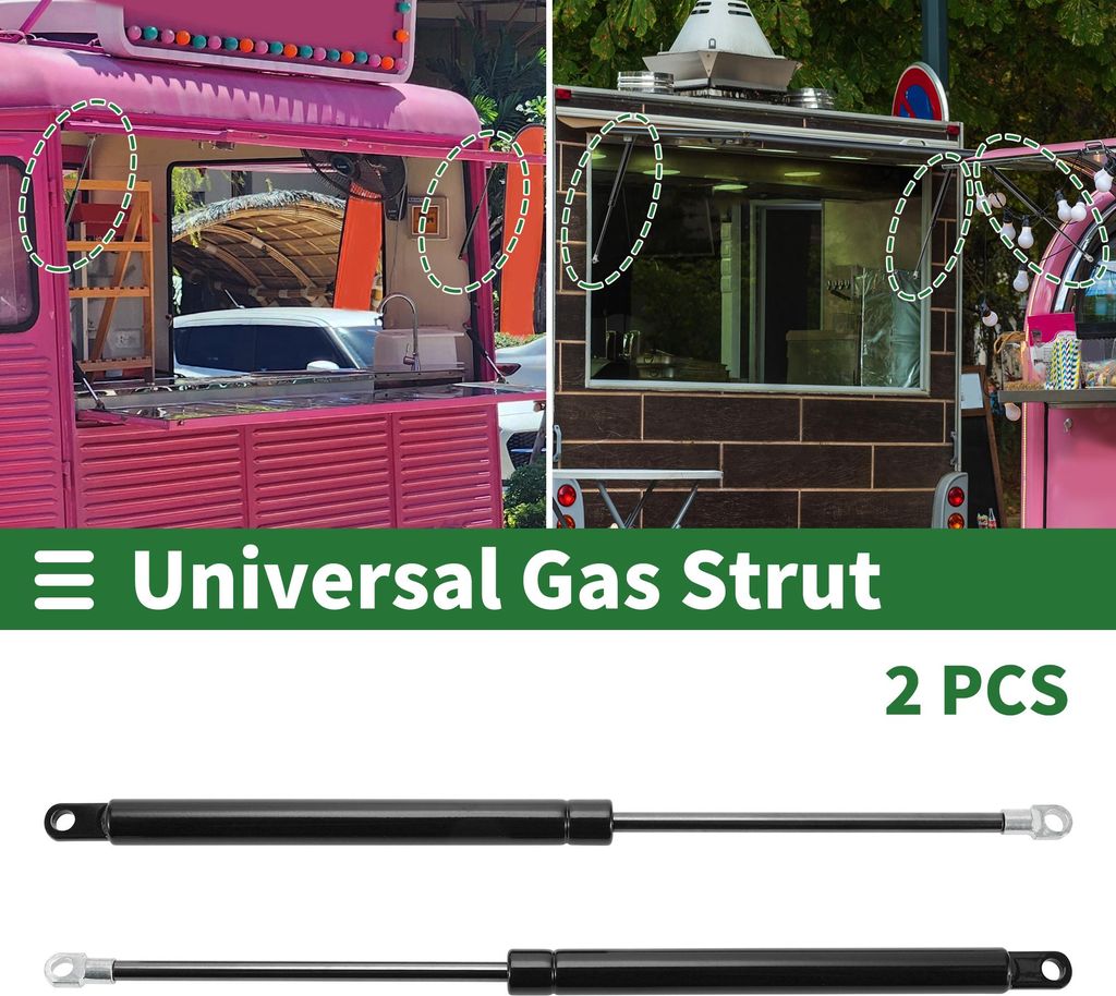 Universal-Hebestützen, Gasdruckfeder, 380 mm, 90 lb/400 N/40 kg, Metall, Schwarz, 2 Stück