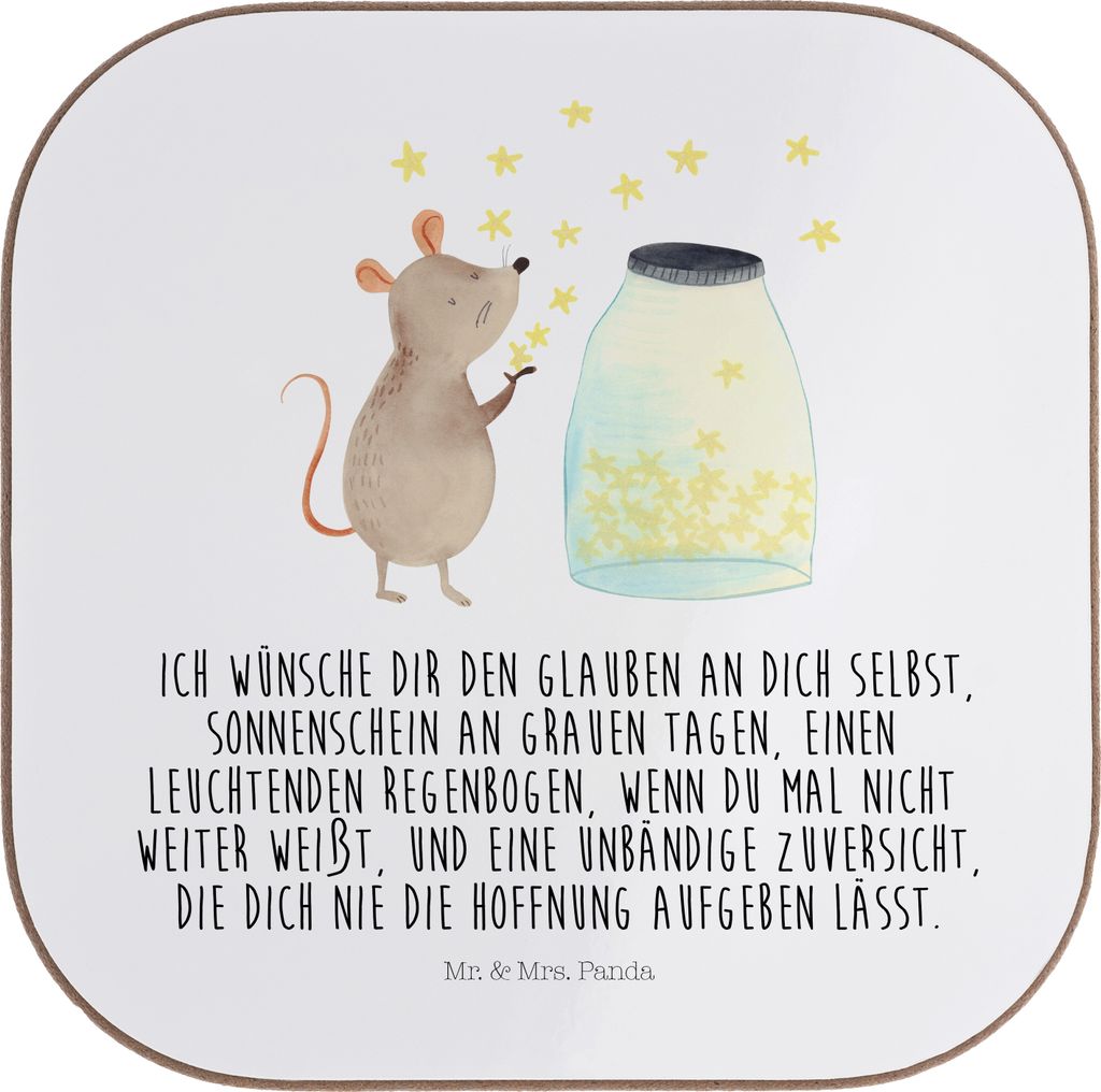 Mr. & Mrs. Panda Untersetzer für Gläser Maus Sterne - Weiß - Geschenk, Kindergeburtstag, gläseruntersetzer, Coaster, Lustige Sprüche, Geburt, ...