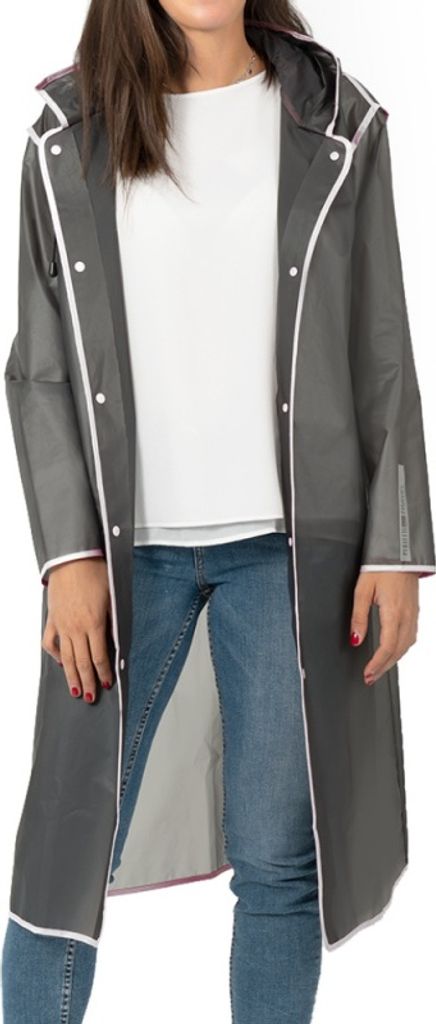 Hochwertiger Damen Regenmantel Transparente Bianco, Größe. Produktbild 