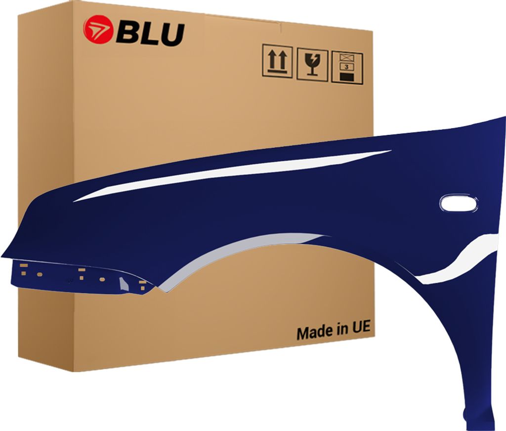 BLU Kotflügel Passend für VW Volkswagen Golf IV 4 LC5H Links Blau AtlantikBlau | 1997-2006 | Vorderseite Vorne | Lackiert | Einbaufertig