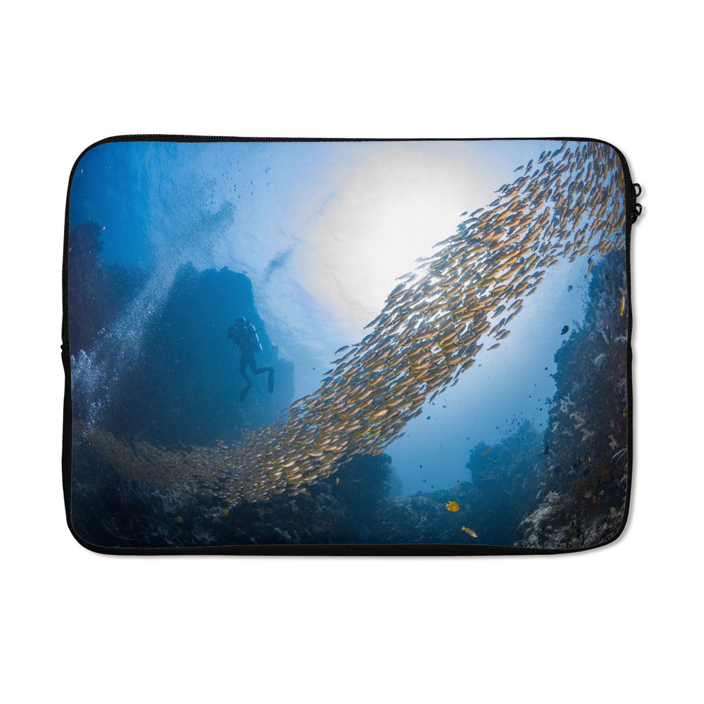 MuchoWow Laptop Hülle 13 Zoll Schwimmen - Tauchen - Fische Laptoptasche - Laptophülle - Sleeve - Rundumschutz