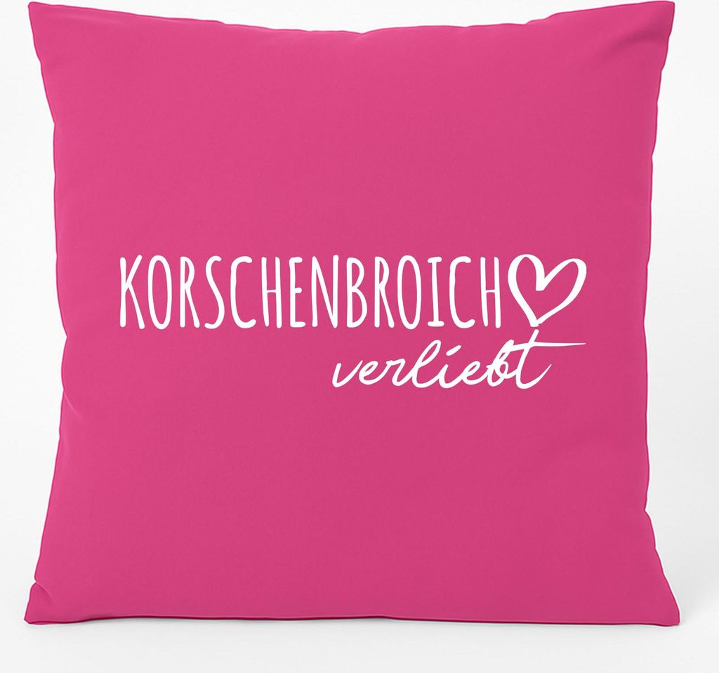 Huuraa Kissen Korschenbroich verliebt 40x40cm mit Füllung Fuchsia Baumwolle Dekokissen Geschenkidee