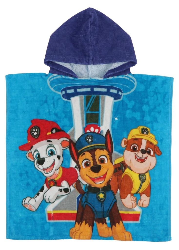 Poncho de plage avec capuche pour enfants 55x110cm PAW Image du produit 